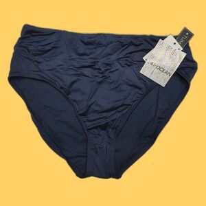 NWT 24th & Ocean Solid Mid Waist Hipster Bikini Swimsuit Bottom Size 12 Modest